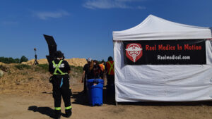 Reel Medics in Motion on Set Tent